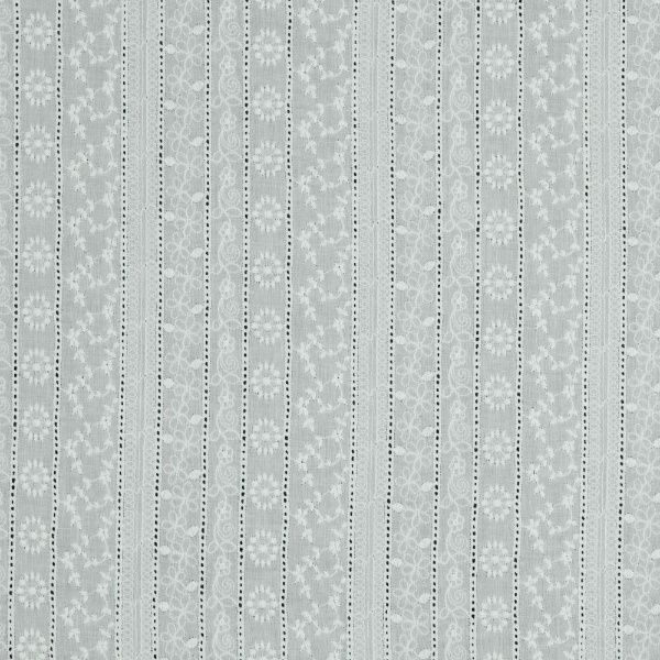Embroidered Dobby Cotton Stripe in White - Light weight cotton